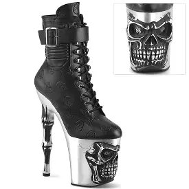 8 Inch Heel RAPTURE-1020STR-02 Black Skull Sculpted Platform