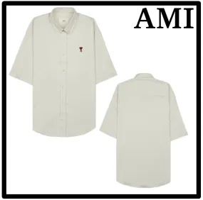 AMI PARIS  |Street Style Cotton Logo Designers Shirts