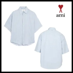 AMI PARIS  |Street Style Oversized Logo Designers Shirts