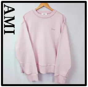 AMI PARIS  |Unisex Street Style Logo Designers Sweatshirts