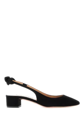 Aquazzura 35 Suede Very Bow Tie Décolleté   Black