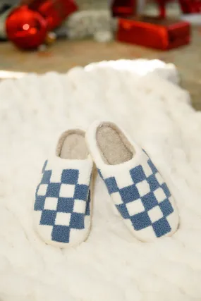 Checkered And Ready Slippers, Blue