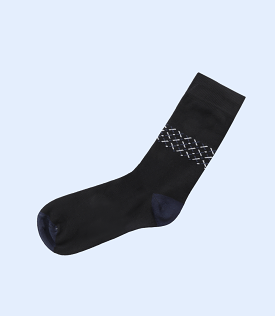 MA1692-BLACK BLUE-Mid-calf Socks For Men