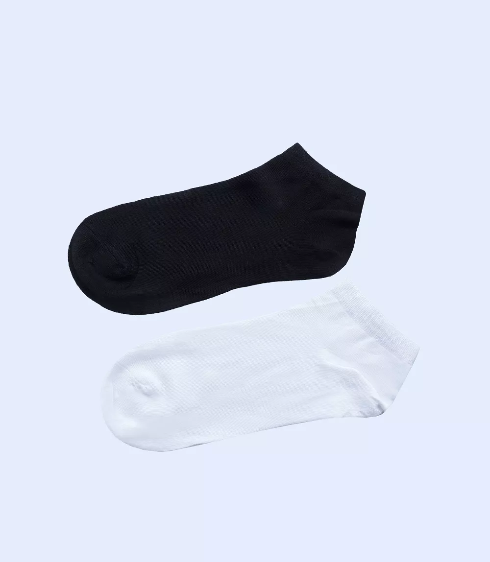 MA1723-BLACK WHTE-Men Ankle Socks