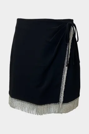 Rhinestone Fringe Bronte Skirt in Black