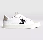 SALVAS White Premium Leather Vintage White Suede Black Logo Sneaker Men