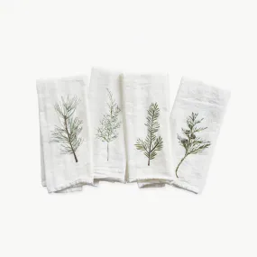 Winter Greens (Juniper, Ceder, White Pine, and Fir) Napkins / Set of 4